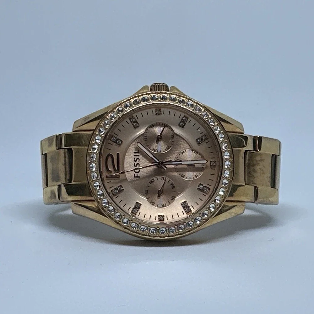 Fossil Riley ES2811 Women's Gold Stainless Steel Analog Dial Quartz Watch HME520
